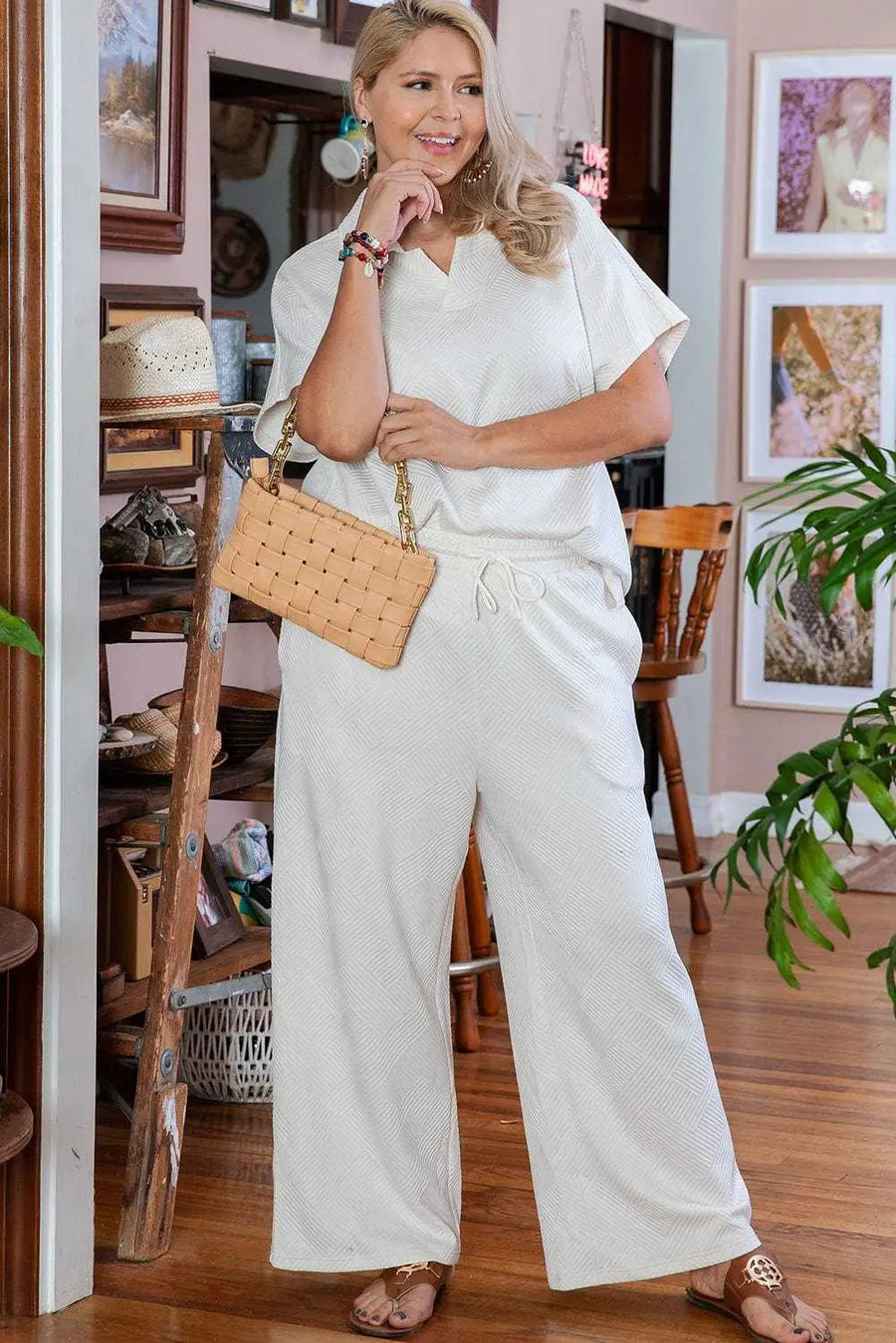 Plus Size Loungewear Soft Hue Two-Piece Lounge Set