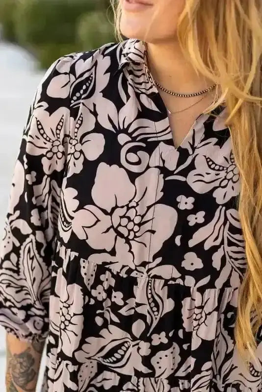 Plus Size Maxi Dresses Floral Grace Collared Maxi Dress