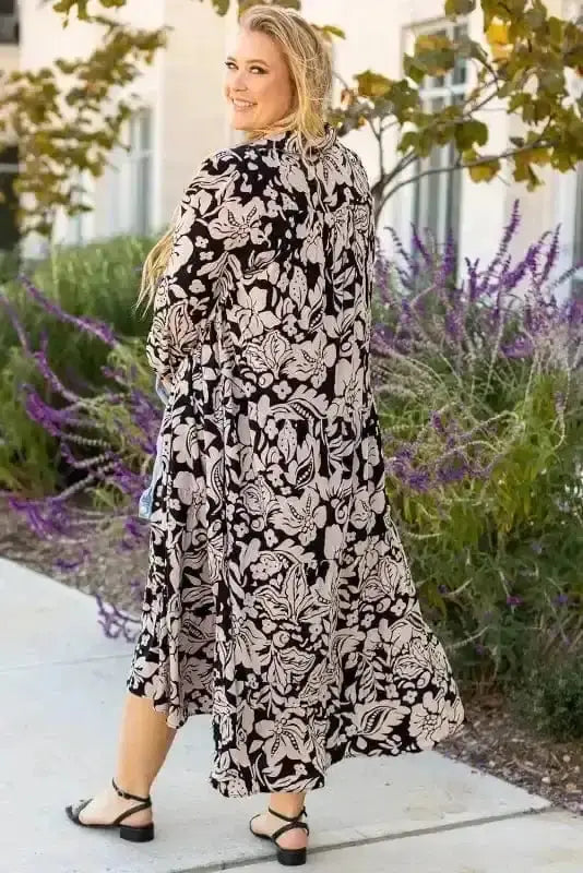 Plus Size Maxi Dresses Floral Grace Collared Maxi Dress