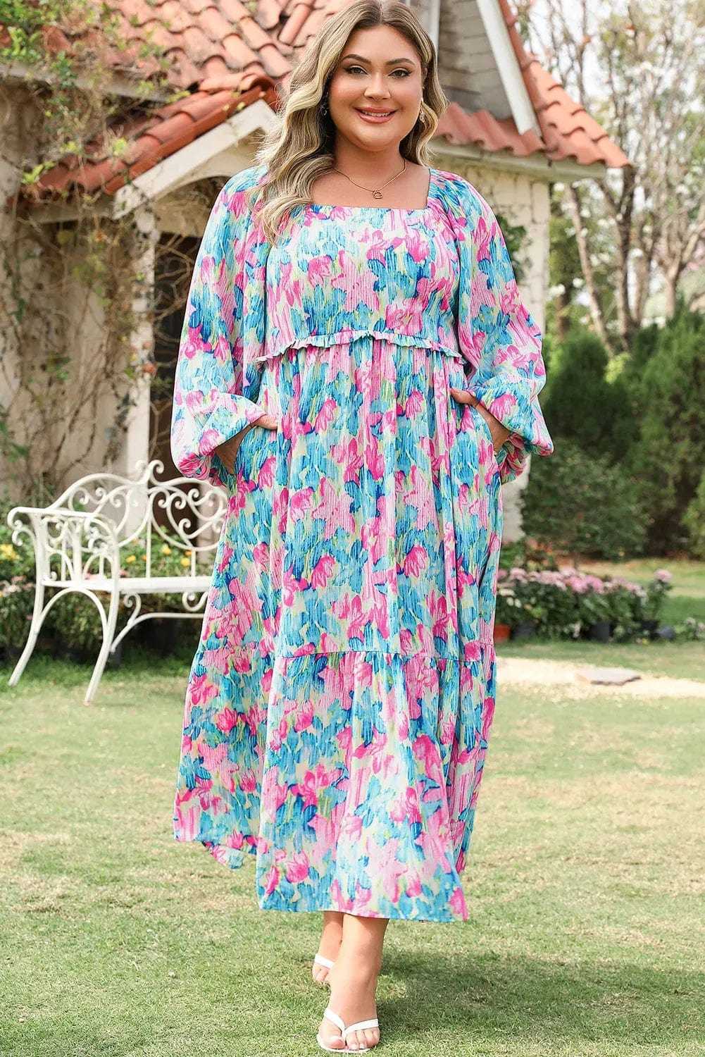 Plus Size Maxi Dresses Floral Serenity Plus Maxi Dress