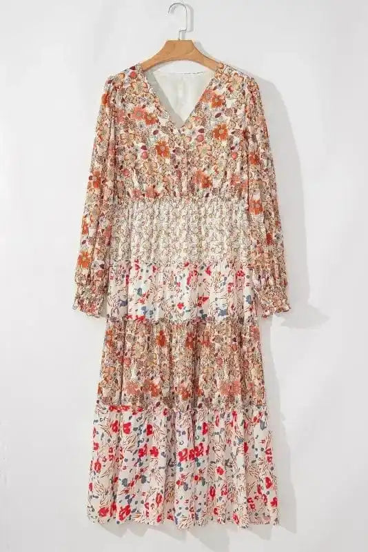 Plus Size Maxi Dresses Khaki / 1X / 100%Polyester Autumn Elegance Maxi Dress
