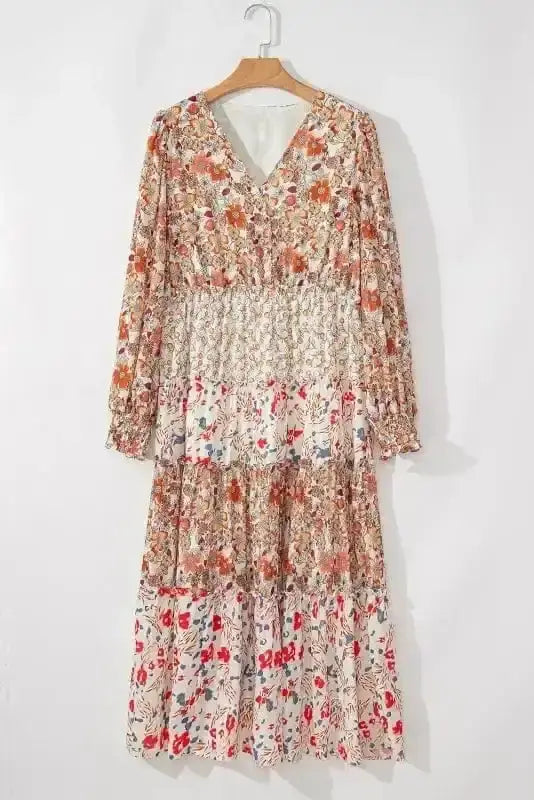 Plus Size Maxi Dresses Khaki / 1X / 100%Polyester Autumn Elegance Maxi Dress
