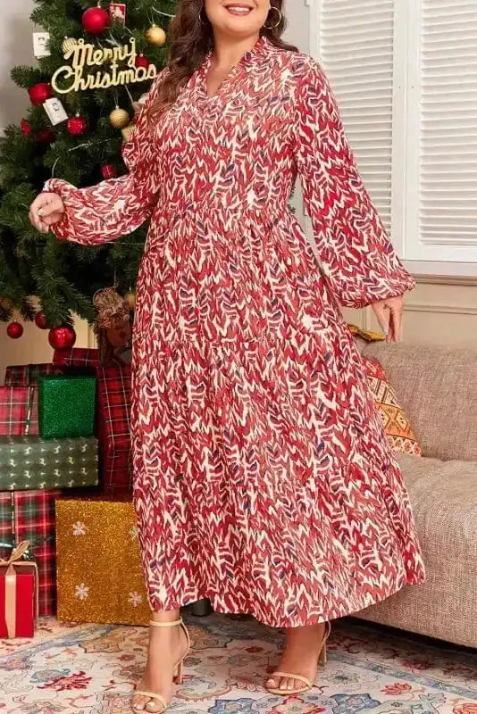 Plus Size Maxi Dresses Red Abstract Beauty Maxi Dress - Plus Size