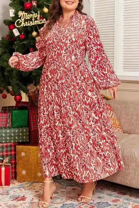 Plus Size Maxi Dresses Red Abstract Beauty Maxi Dress - Plus Size