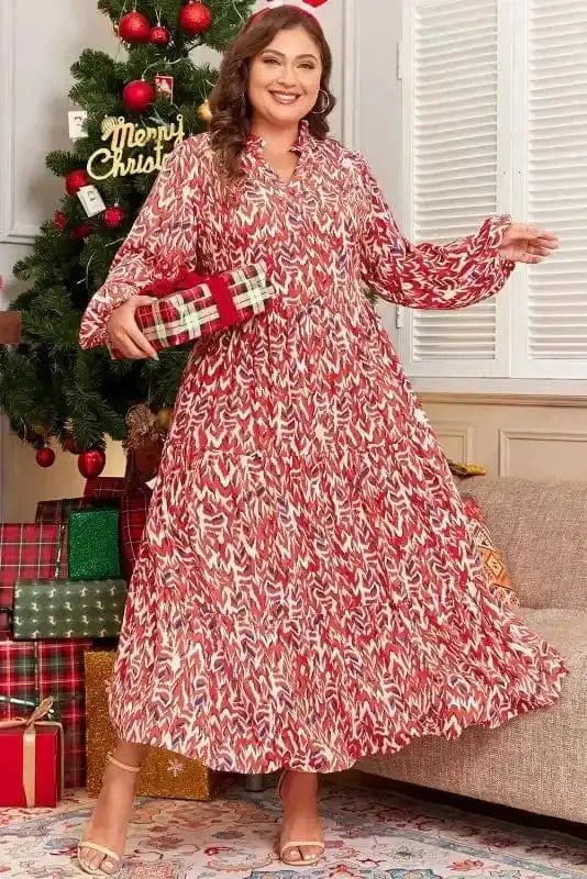 Plus Size Maxi Dresses Red Abstract Beauty Maxi Dress - Plus Size