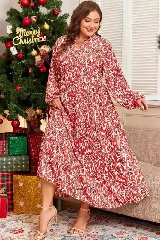 Plus Size Maxi Dresses Red Abstract Beauty Maxi Dress - Plus Size