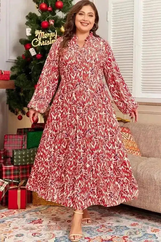 Plus Size Maxi Dresses Red Abstract Beauty Maxi Dress - Plus Size