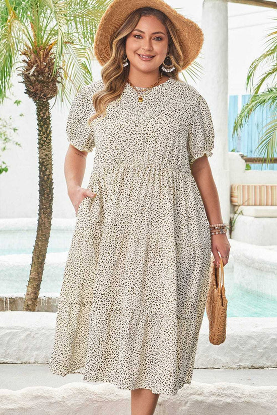 Plus Size Midi Dresses Leopard Luxe Flared Dress - Midi Plus Size