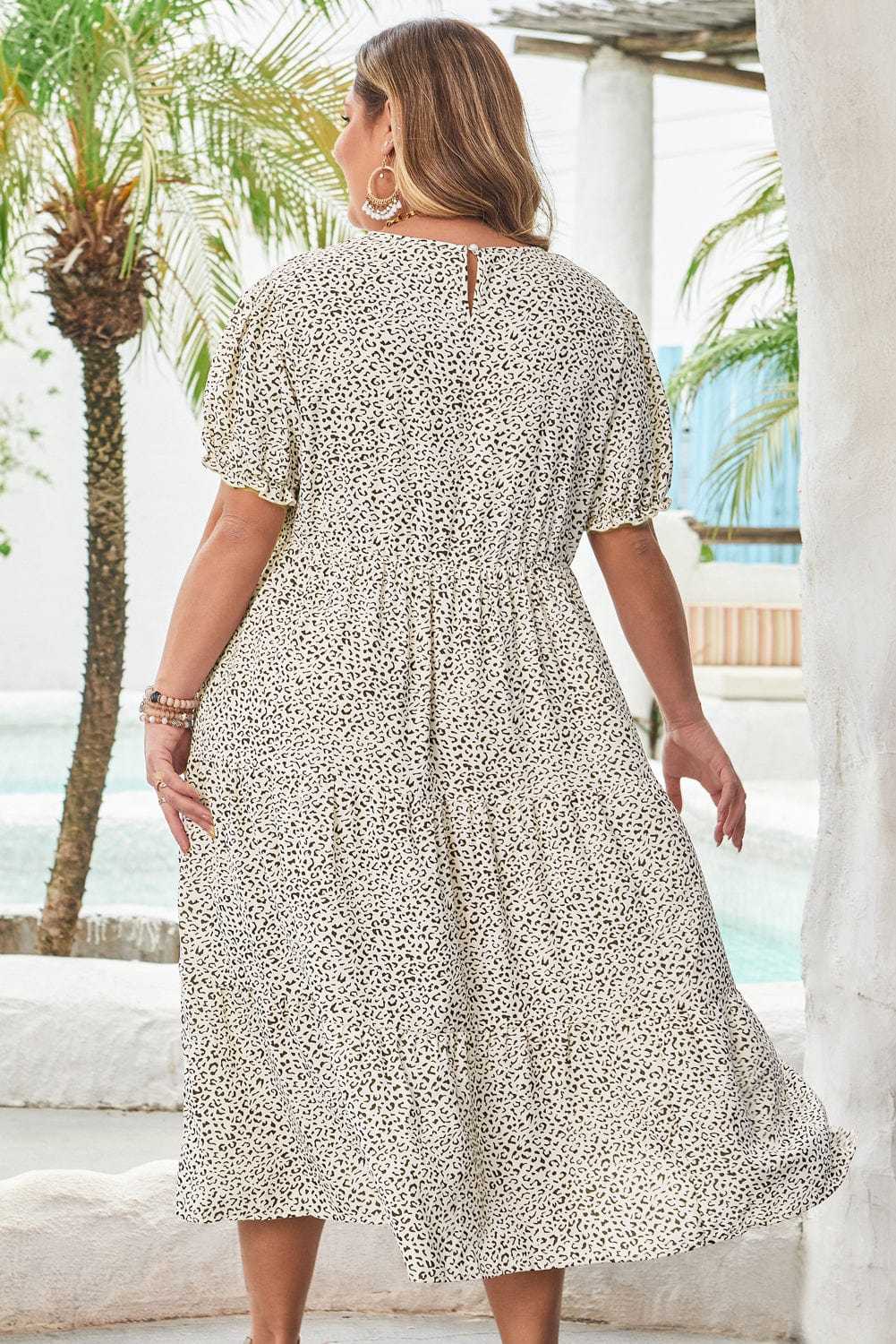 Plus Size Midi Dresses Leopard Luxe Flared Dress - Midi Plus Size