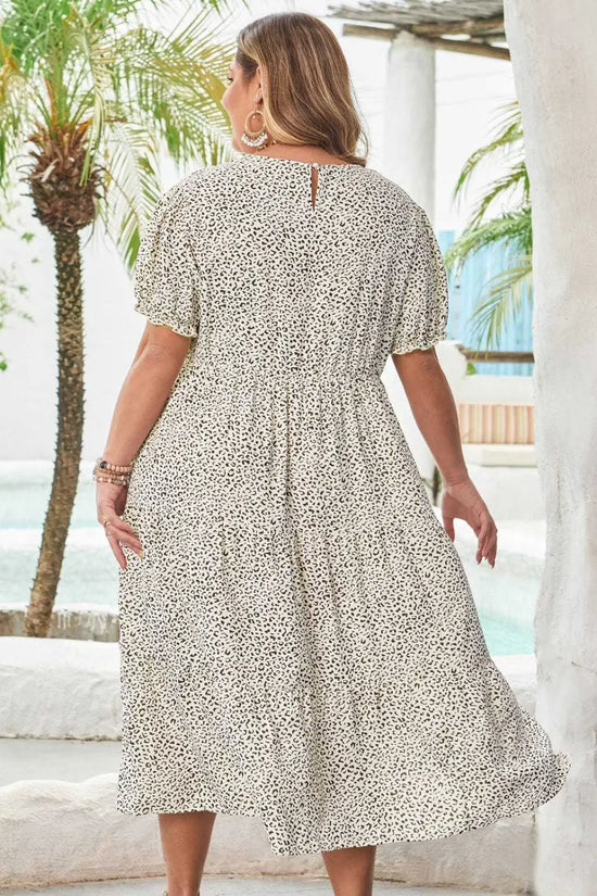 Plus Size Midi Dresses Leopard Luxe Flared Dress - Midi Plus Size