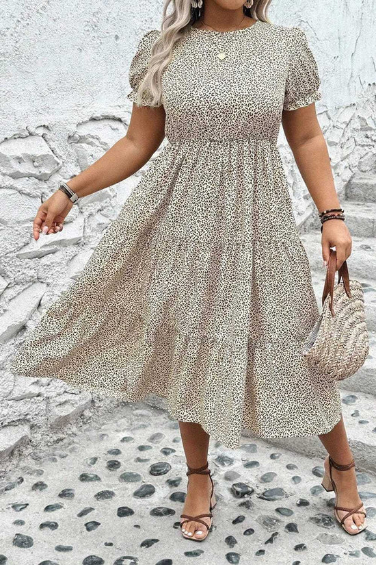 Plus Size Midi Dresses Leopard Luxe Flared Dress - Midi Plus Size