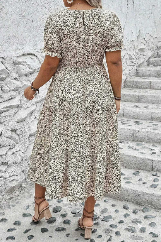 Plus Size Midi Dresses Leopard Luxe Flared Dress - Midi Plus Size