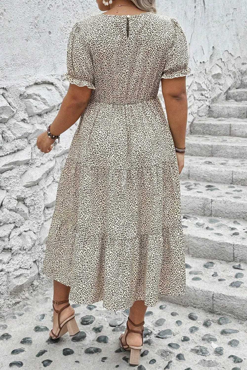 Plus Size Midi Dresses Leopard Luxe Flared Dress - Midi Plus Size
