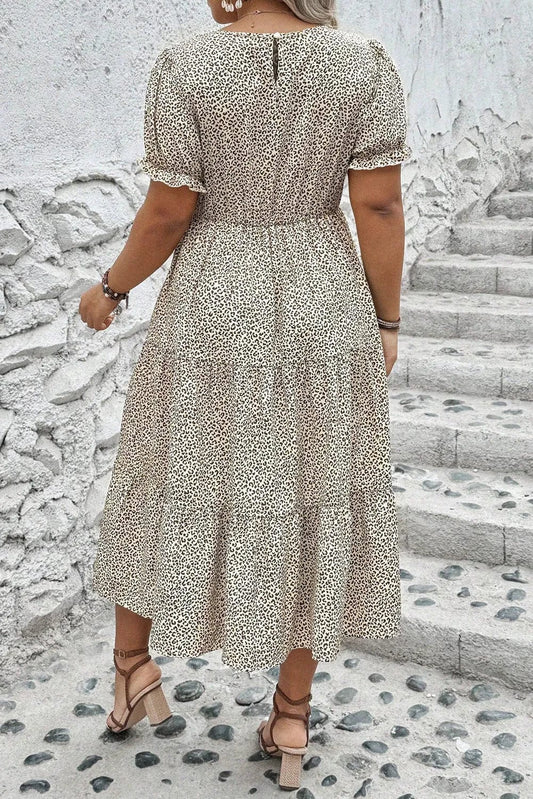 Plus Size Midi Dresses Leopard Luxe Flared Dress - Midi Plus Size