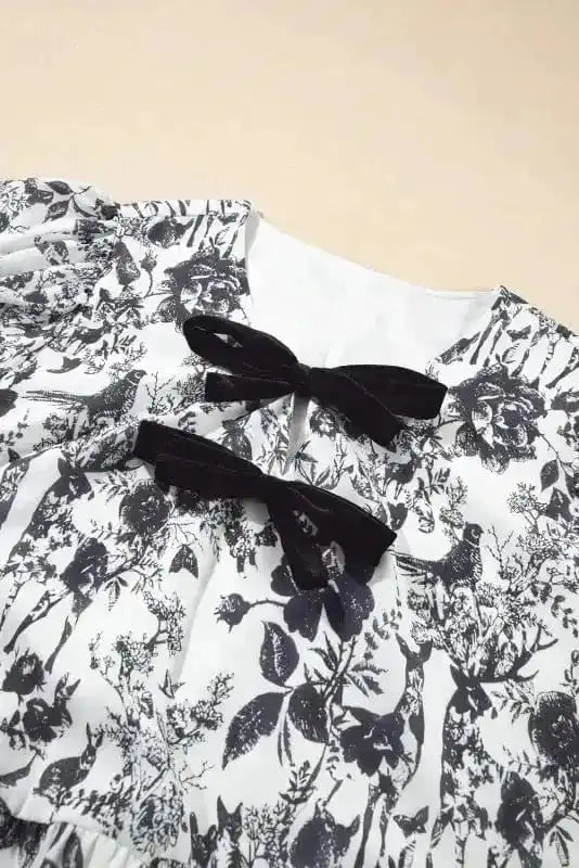 Plus Size Midi Dresses Petal Puff Bow Midi Dress - Elegant and Playful