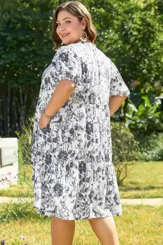 Plus Size Midi Dresses Petal Puff Bow Midi Dress - Elegant and Playful