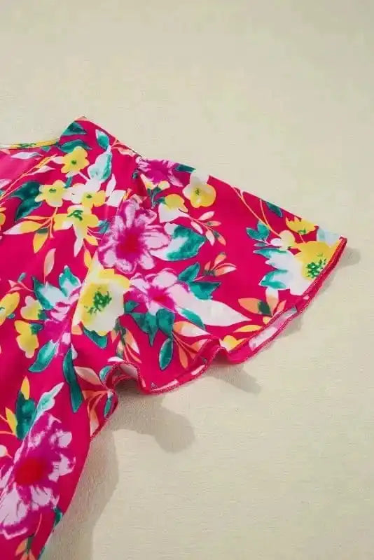 Plus Size Midi Dresses Pink Floral Curvy Midi Dress - Elegant and Comfortable