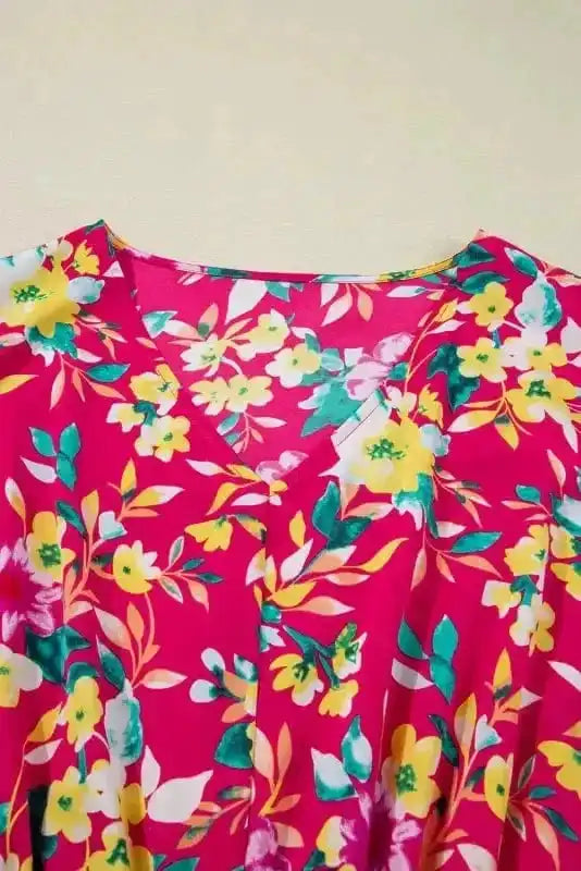 Plus Size Midi Dresses Pink Floral Curvy Midi Dress - Elegant and Comfortable