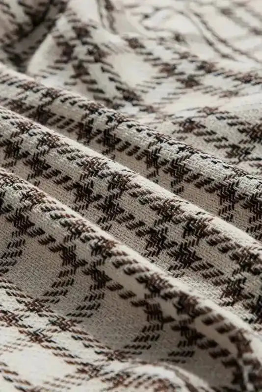 Plus Size Midi Dresses White Plaid Chic Tunic Dress