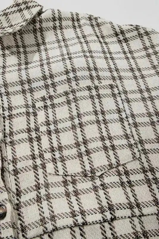 Plus Size Midi Dresses White Plaid Chic Tunic Dress