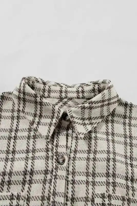 Plus Size Midi Dresses White Plaid Chic Tunic Dress