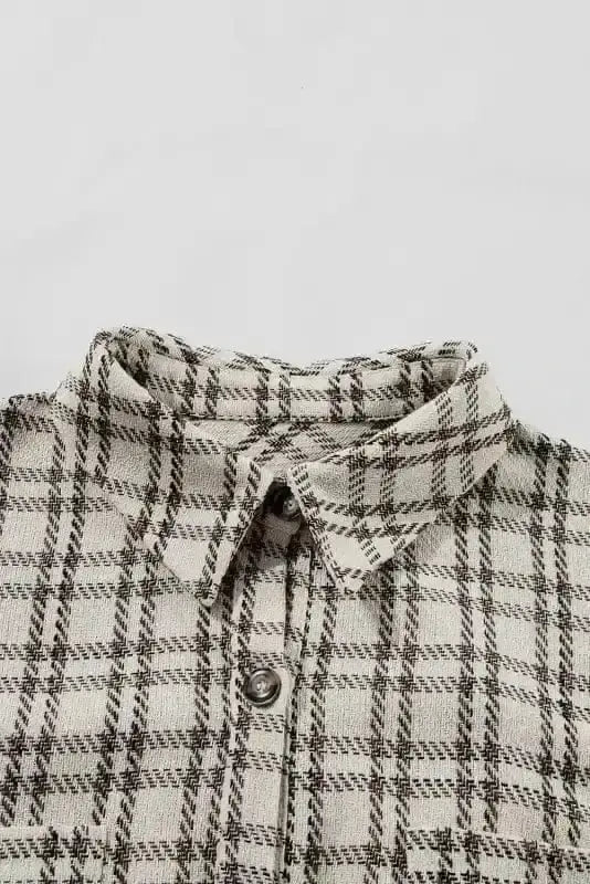 Plus Size Midi Dresses White Plaid Chic Tunic Dress
