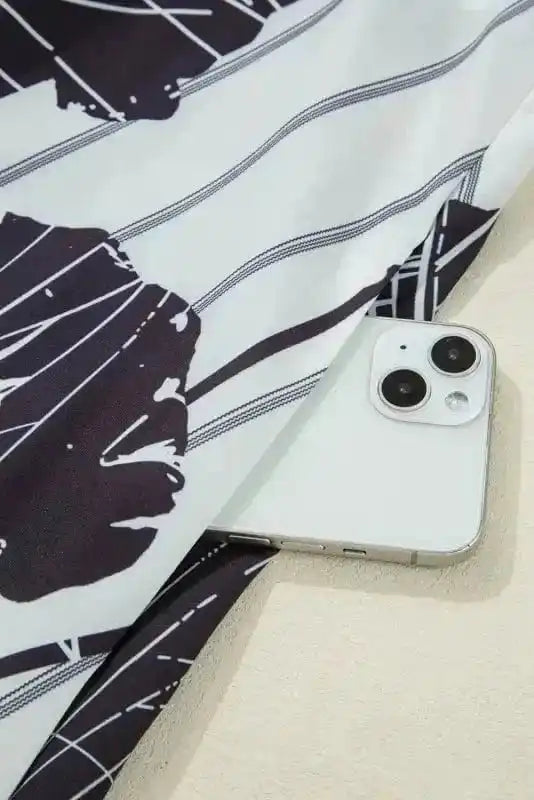 Plus Size Mini Dresses Black & White Floral Curvy Mini Dress