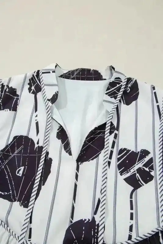 Plus Size Mini Dresses Black & White Floral Curvy Mini Dress