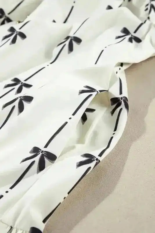 Plus Size Mini Dresses Bow Ruffle Curvy Mini Dress - Elegant and Playful