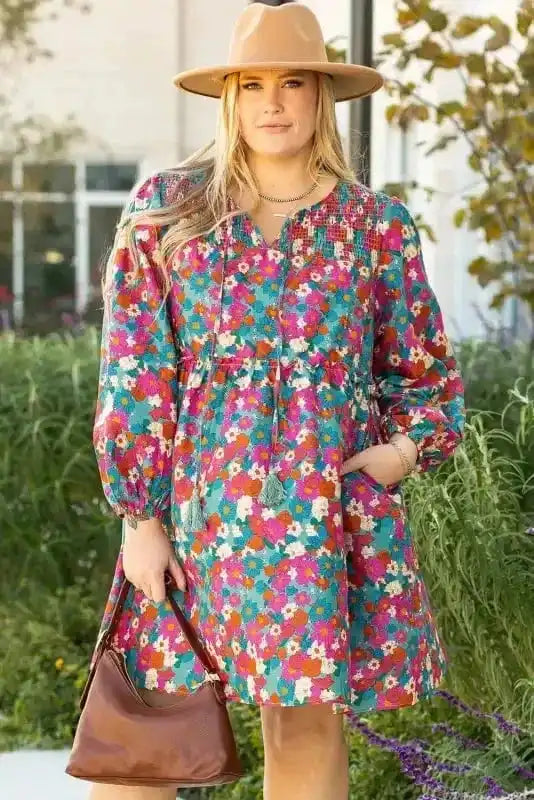 Plus Size Mini Dresses Curvy Floral Charm Mini Dress - Plus Size