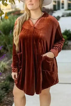 Plus Size Mini Dresses Elegant Pleated Velvet Dress - Plus Size