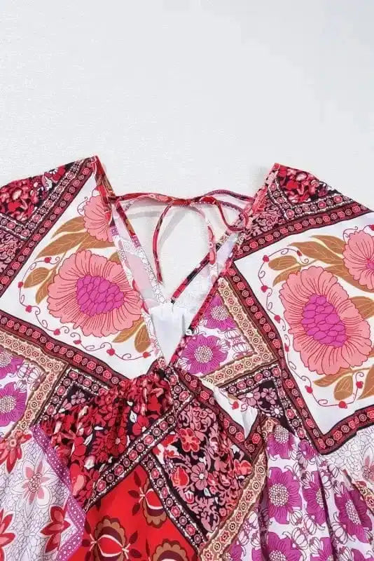 Plus Size Mini Dresses Floral Fantasy Hollowed Back Dress