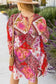 Plus Size Mini Dresses Floral Fantasy Hollowed Back Dress