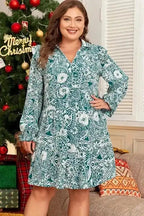 Plus Size Mini Dresses Green / 1X / 100%Polyester Blooming Beauty Plus Dress