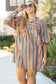 Plus Size Mini Dresses Khaki Stripe Babydoll Dress