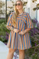 Plus Size Mini Dresses Khaki Stripe Babydoll Dress