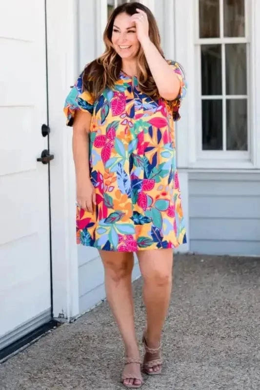 Plus Size Mini Dresses Leafy Luxe Curvy Mini Dress