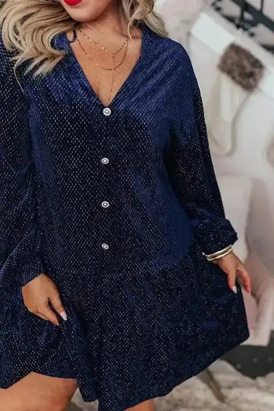 Plus Size Mini Dresses Luxe Velvet Layers Mini Dress