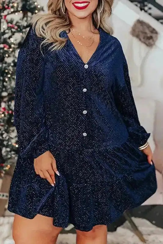 Plus Size Mini Dresses Luxe Velvet Layers Mini Dress
