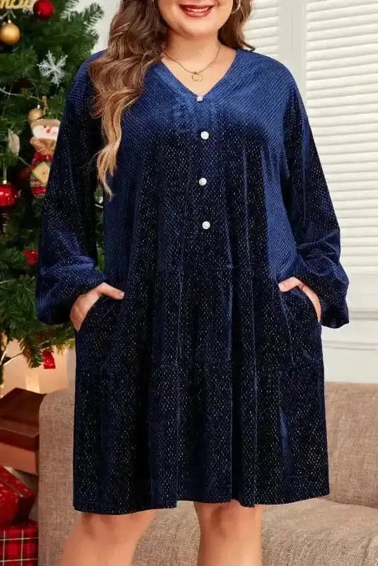 Plus Size Mini Dresses Luxe Velvet Layers Mini Dress