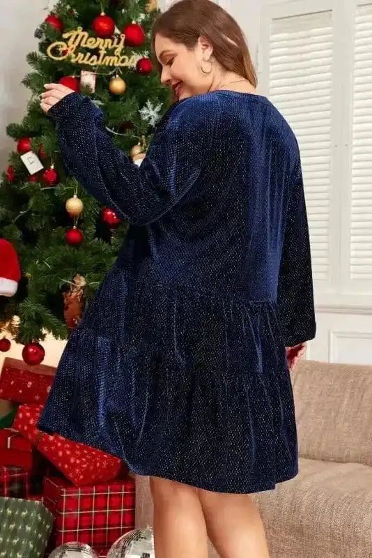 Plus Size Mini Dresses Luxe Velvet Layers Mini Dress