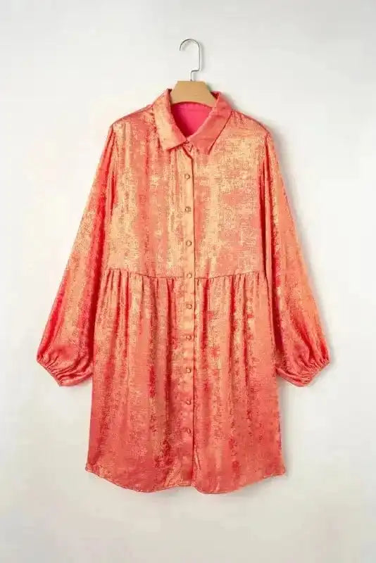 Plus Size Mini Dresses Peach Blossom / 1X / 100%Polyester Shimmering Velvet Plus Mini Dress