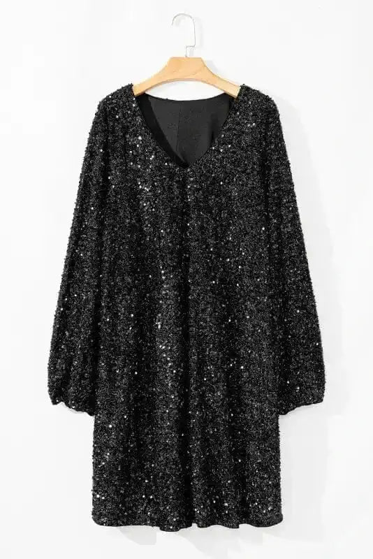 Plus Size Mini Dresses Sequin Elegance Plus Dress