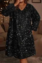 Plus Size Mini Dresses Sequin Elegance Plus Dress