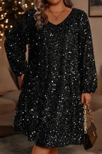 Plus Size Mini Dresses Sequin Elegance Plus Dress