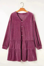 Plus Size Mini Dresses Velvet Elegance Tiered Dress