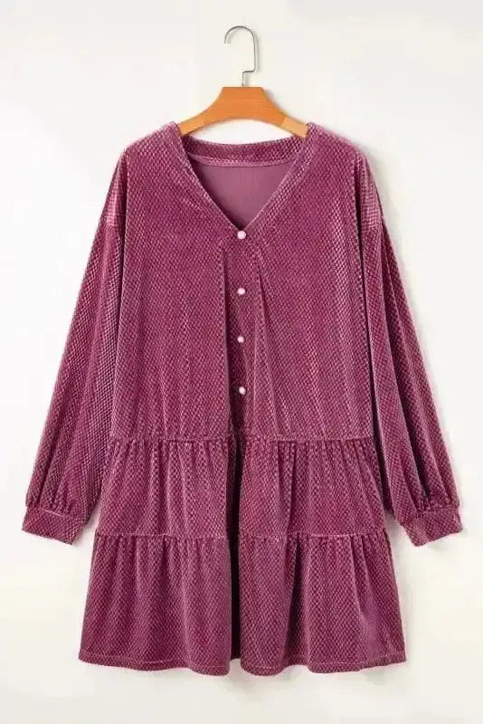 Plus Size Mini Dresses Velvet Elegance Tiered Dress