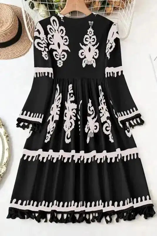 Plus Size Mini Dresses Western Bloom Fringe Dress