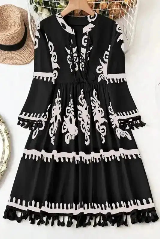 Plus Size Mini Dresses Western Bloom Fringe Dress
