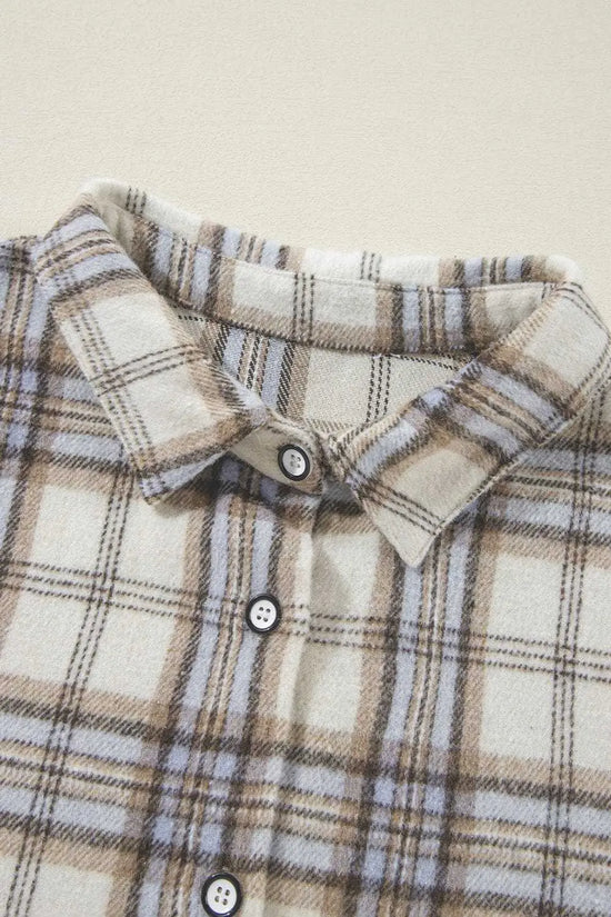 Plus Size Outerwear Classic Plaid Tunic Shacket